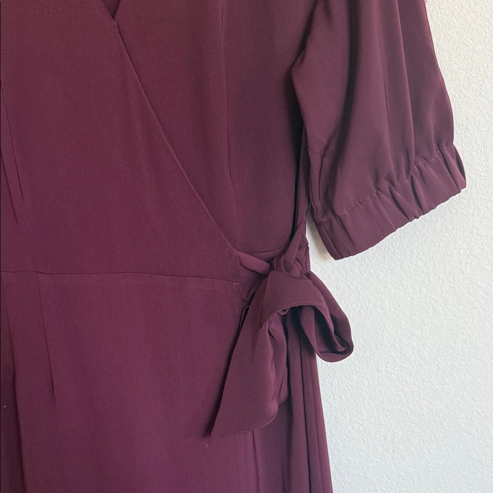 Warehouse Deep Purple Wrap Midi Dress - Picture 8 of 16